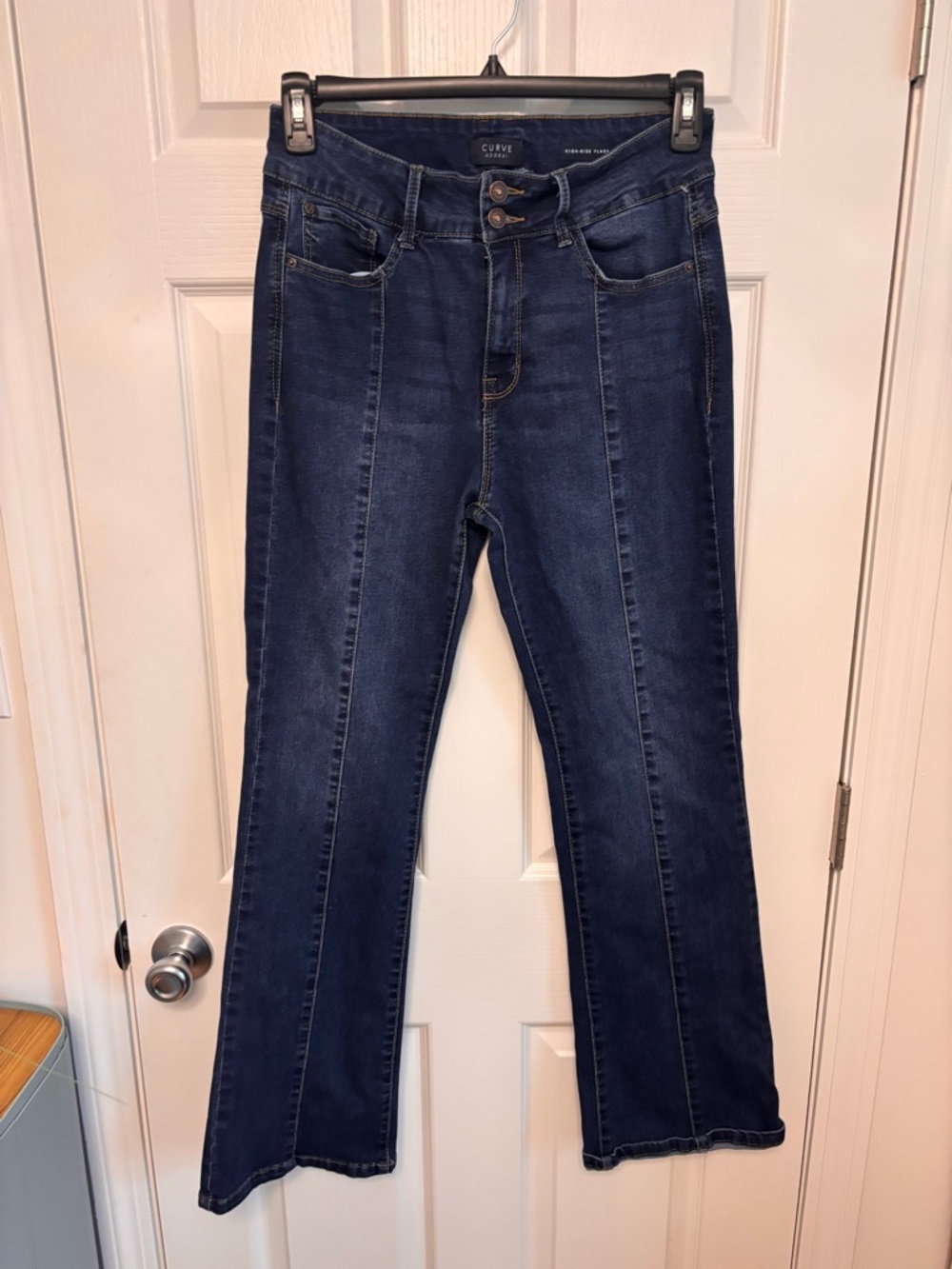 Curve Appeal Blue Flare Jeans with Front Seam